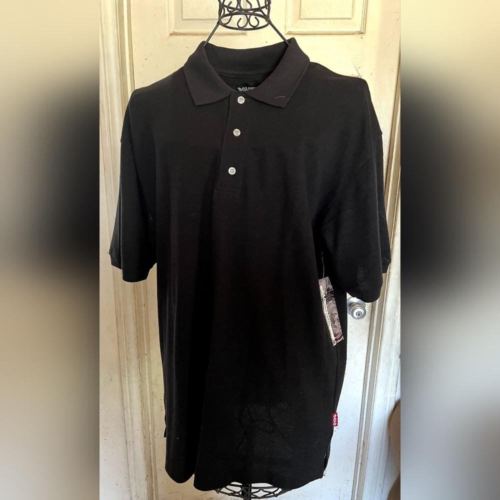 Solo Black Polo Shirt Short Sleeve Cotton